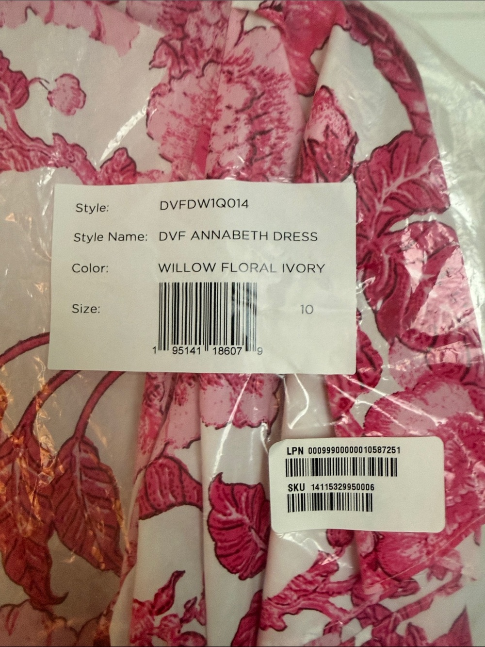 Diane Von Furstenberg Pink and White Floral Annabeth Midi Dress Size 10 - Picture 6 of 9